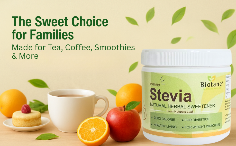 Biotane Premium Stevia Natural Sugar replacer, Zero Calorie Natural Sweetener | 200 gm Pack | Keto & Diabetic Friendly