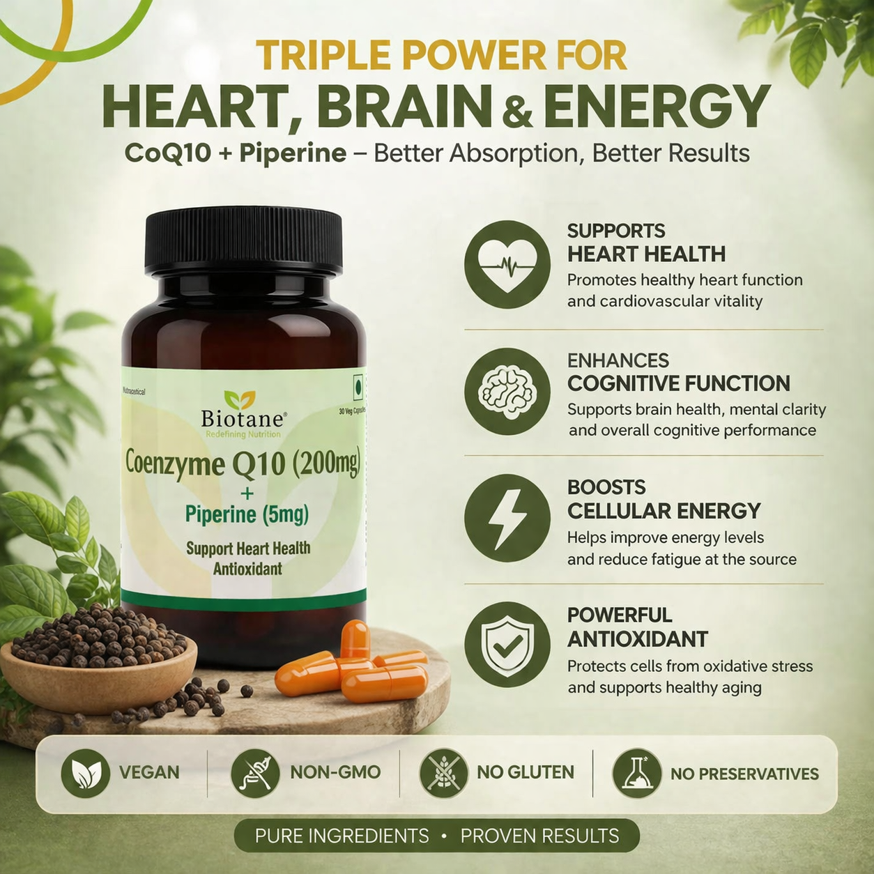 Biotane Coenzyme Q10 Capsules with Piperine 5mg