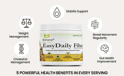 Biotane EasyDaily Fiber | Prebiotic Fiber for Gut Health Support  |  Unflavored  | 100 gm Pack