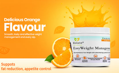 Biotane EasyWeight Management Powder | Weight loss, Controls Appetite, Reduces Fat Absorption Naturally | Orange Flavour | 100 gm Pack