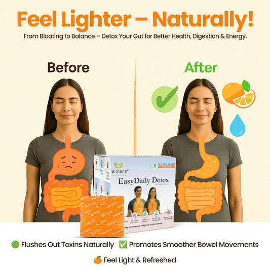 Biotane EasyDaily Detox for instant Gut Cleanse | Removes Toxins | Reduces Cholesterol | Refresh your body and mind | Everday Freshness (10gm x 10 Sachet, Orange Flavour)
