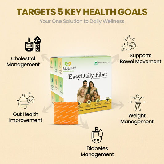 Biotane EasyDaily Fiber | Prebiotic Fiber for Gut Health Support |  Unflavored  | Convenient Sachet pack (6gm X 10 Sachet)
