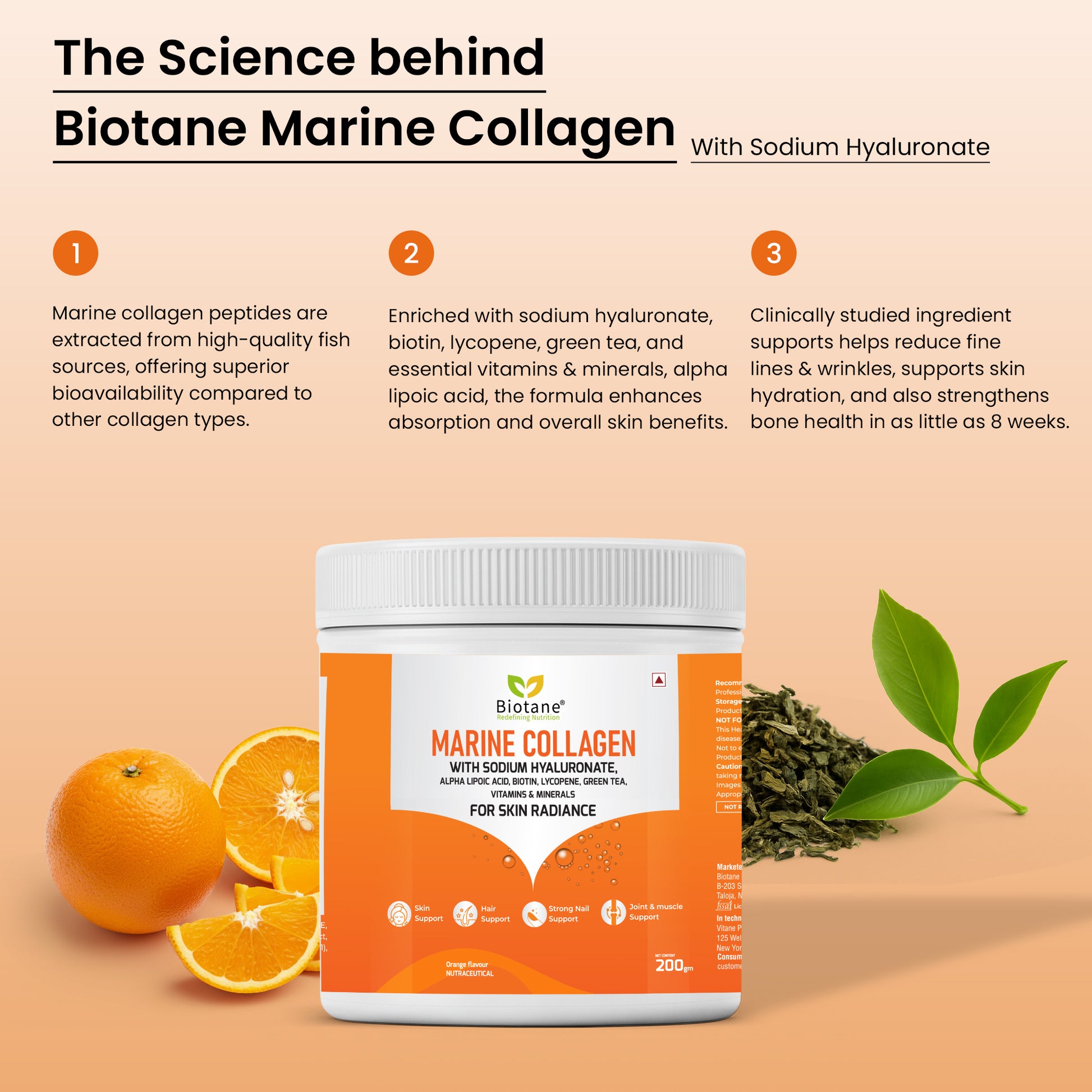 Biotane Marine Collagen with Sodium Hyaluronate, Biotin, Alpha Lipoic Acid, Lycopene, Green Tea, Vitamins & Minerals | Advanced Skin, Hair, Nail, Joint & Bone Support | Hydration, Anti-Aging & Overall Wellness | 25 Servings