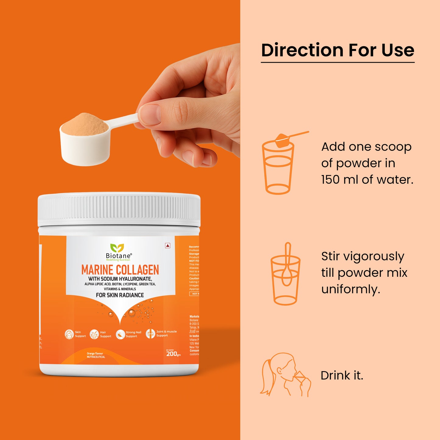 Biotane Marine Collagen with Sodium Hyaluronate, Biotin, Alpha Lipoic Acid, Lycopene, Green Tea, Vitamins & Minerals | Advanced Skin, Hair, Nail, Joint & Bone Support | Hydration, Anti-Aging & Overall Wellness | 25 Servings