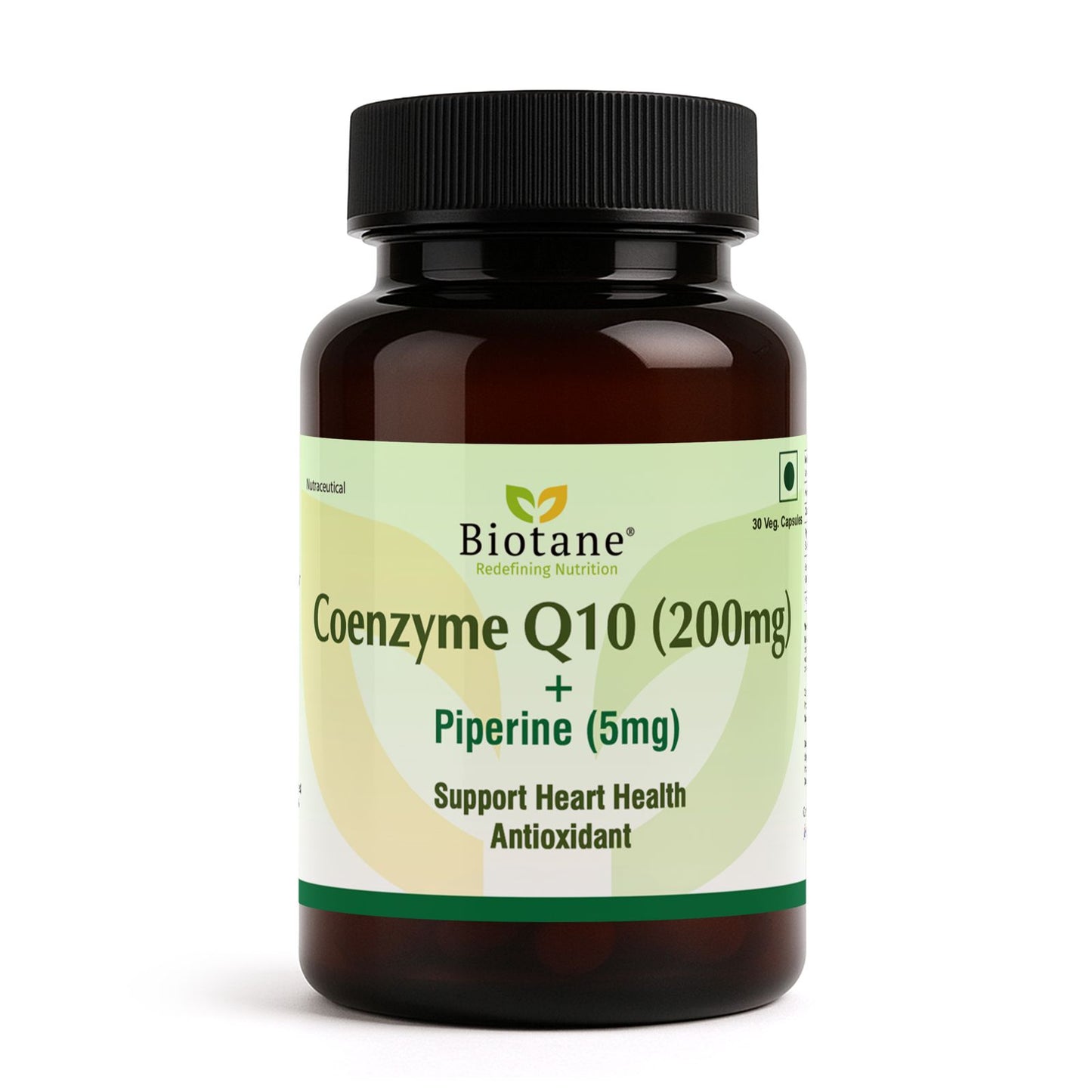 Biotane Coenzyme Q10 Capsules with Piperine 5mg | Antioxidant & Energy Support | Helps Maintain Heart Health & Cellular Wellness | 30 Veg Capsules