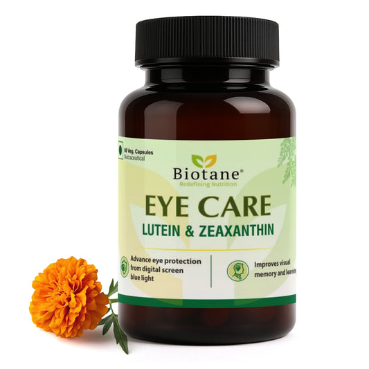 Biotane Eye Care – Daily Blue Light Protection | Lutein + Zeaxanthin | Eye Strain Relief | Screen Protection for Eyes | 60 Veg Capsules