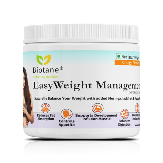 Biotane EasyWeight Management Powder | Weight loss, Controls Appetite, Reduces Fat Absorption Naturally | Orange Flavour | 100 gm Pack