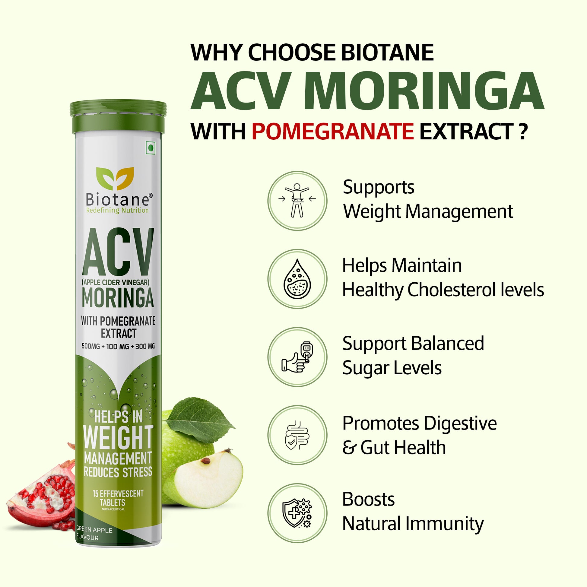 Biotane Apple Cider Vinegar with Moringa & Pomegranate