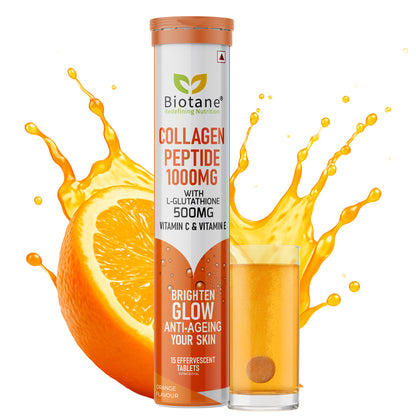 Biotane Collagen Peptides 1000mg + 500mg L-Glutathione, Vitamin C & E (15 Tablets)