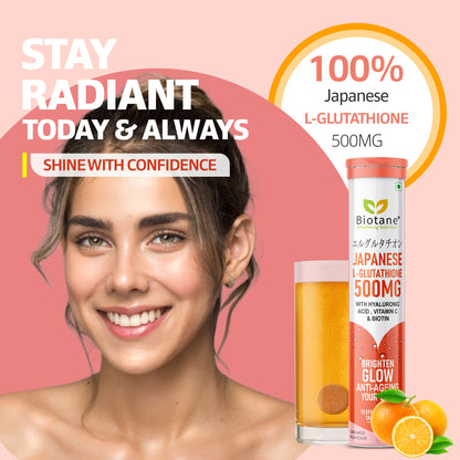 Biotane Japanese L-Glutathione 500mg with Hyaluronic Acid, Vitamin C & Biotin (15 Tablets)