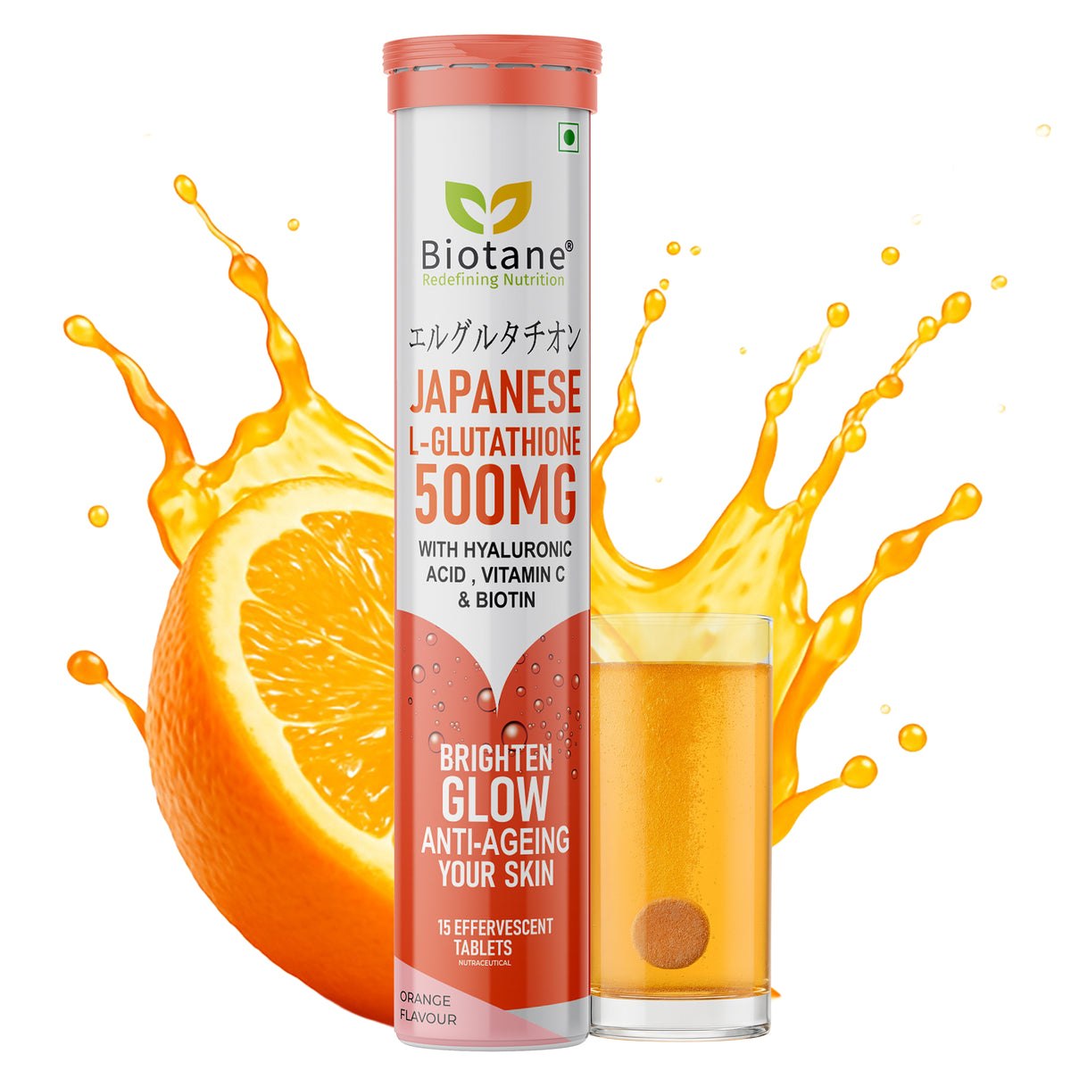 Biotane Japanese L-Glutathione 500mg with Hyaluronic Acid, Vitamin C & Biotin