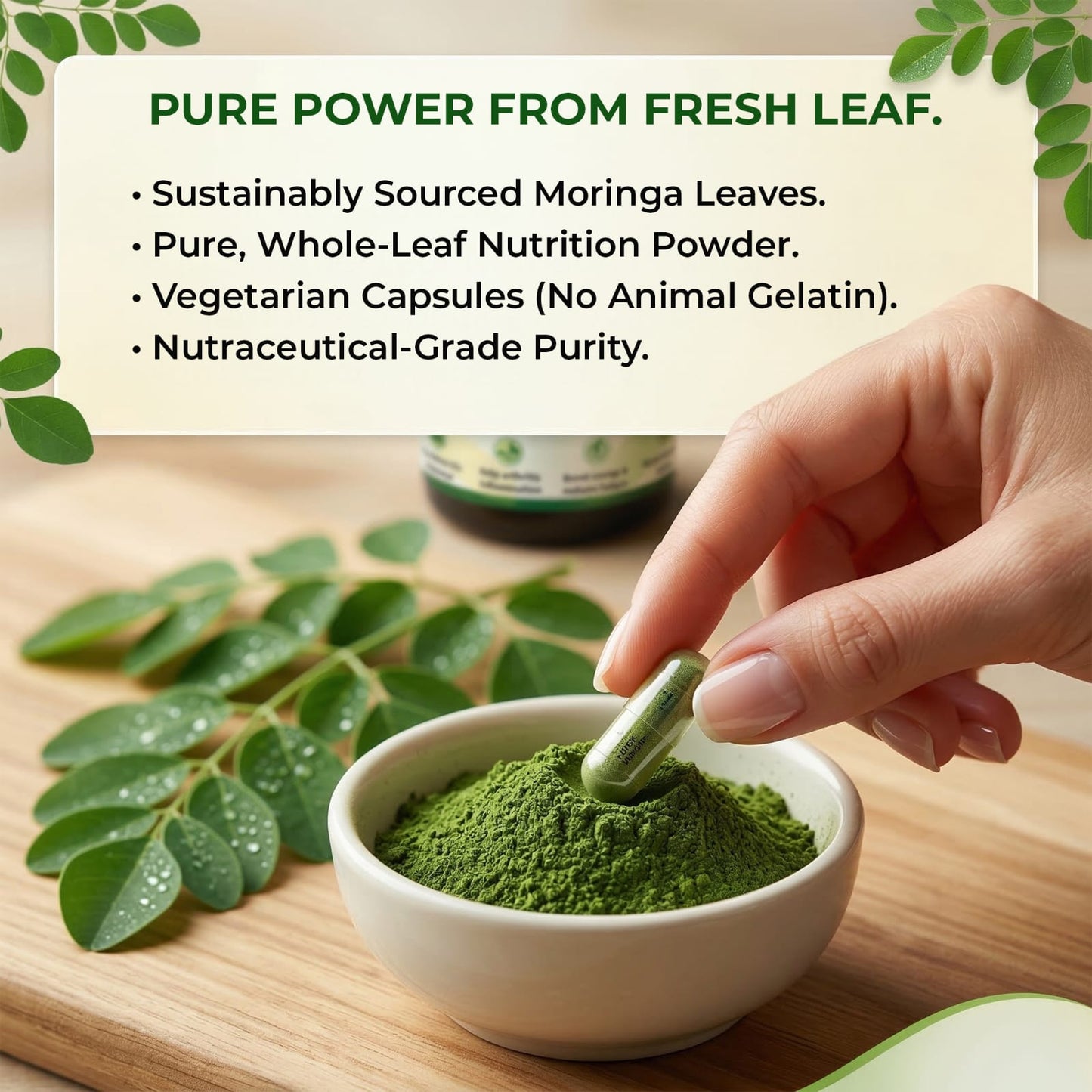 Biotane Moringa Capsules 4000mg | Natural Energy & Immunity Support | Helps Maintain Healthy Cholesterol | Joint & Vitality Care