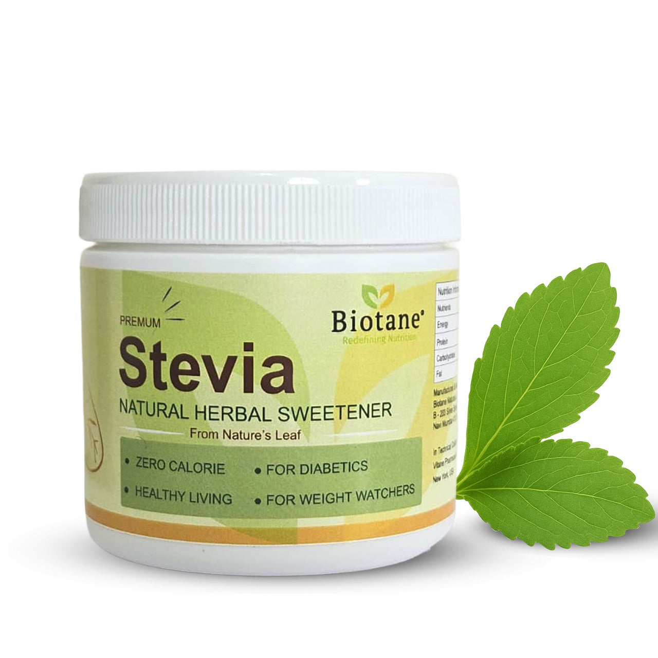 Biotane Premium Stevia Natural Sugar replacer, Zero Calorie Natural Sweetener | 200 gm Pack | Keto & Diabetic Friendly