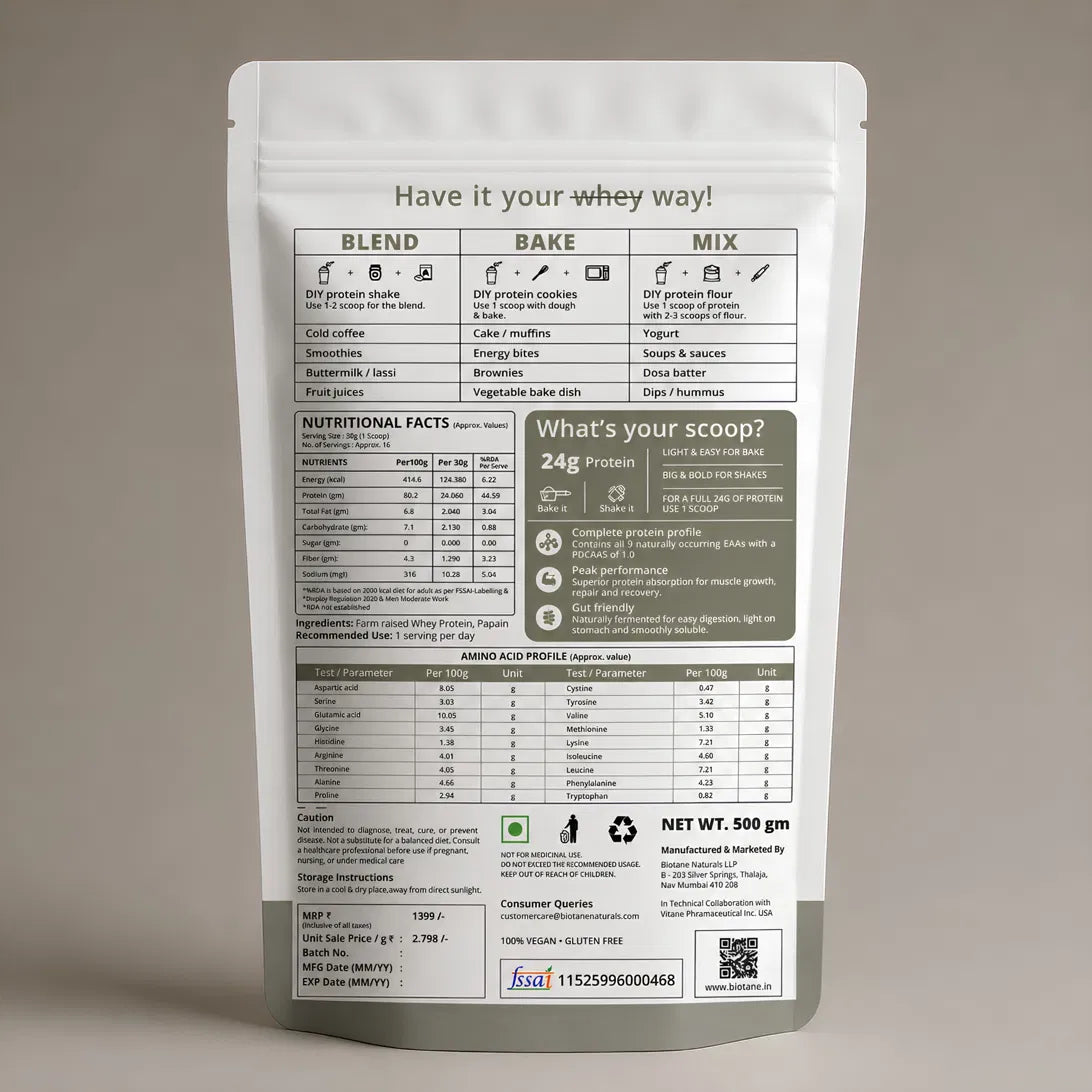 Biotane HYPD Fermented Yeast Protein Unflavoured 500gm back pack