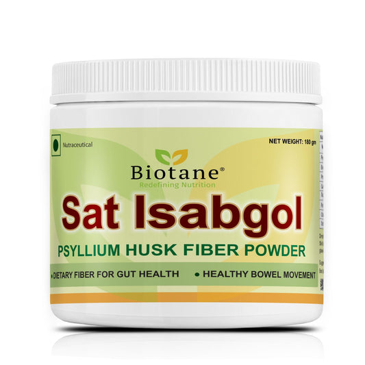 Biotane Naturals Sat Isabgol 180g | 100% Natural Psyllium Husk Powder | High Fiber Digestive Support | Helps Relieve Constipation & Improve Gut Health | Plant-Based Dietary Fiber Supplement